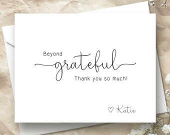 Beyond Grateful Thank You | Thank You Cards With Name | From The Desk Of | Business Thank You Cards | Name Thank You Cards | Heart Thank You