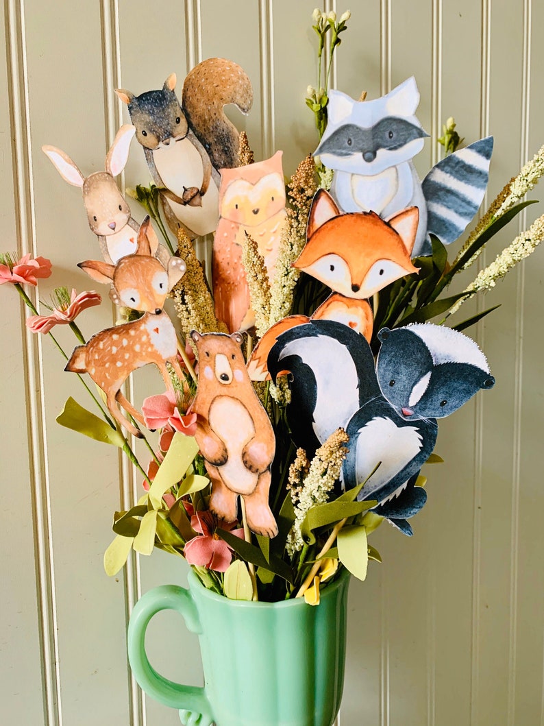 Set of 8 Woodland Animals 4 Inch Centerpieces, Cake Topper , or Centerpiece, Birthday, Baby Shower, Any Occasion, Party, Decoration