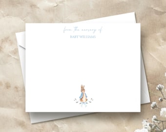Personalized Peter Rabbit Thank You Cards | Peter Rabbit Note Cards | Birth Announcement | Baby Shower Thank You Cards | From The Nursery Of