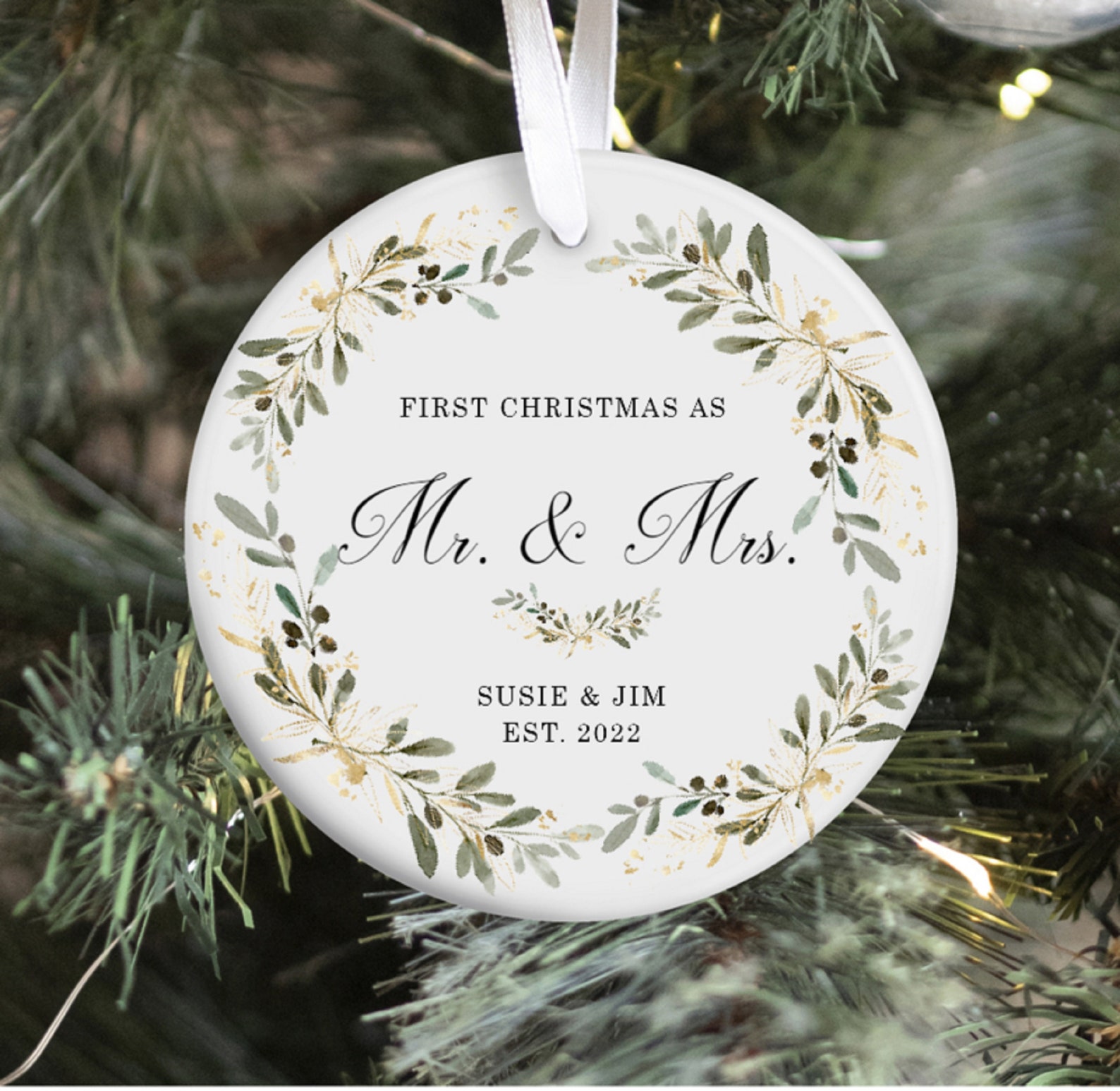 Mr and Mrs Christmas Ornament / Personalized Wedding Gift / - Etsy