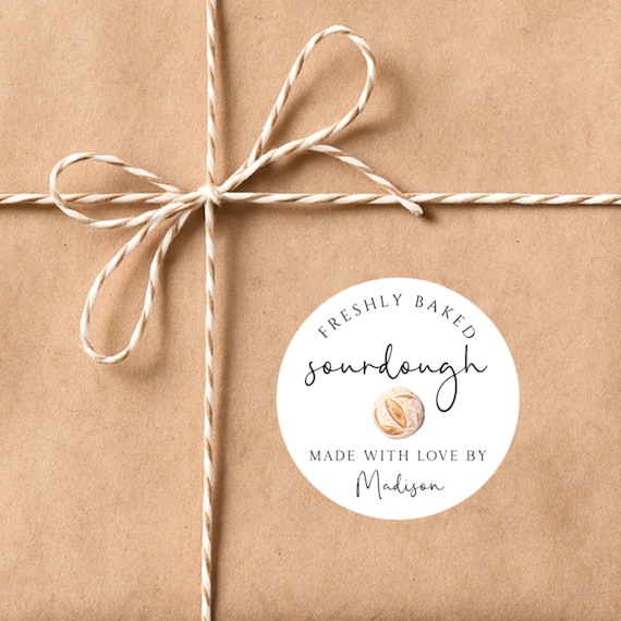 Sourdough Sticker Labels ~ Baked With Love ~ Homemade Bread ~ Farmers Market ~ Thank You ~ Sourdough Packaging ~