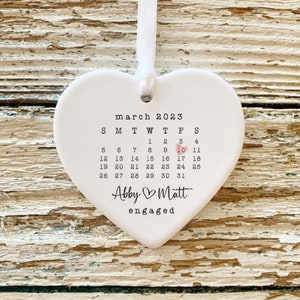 Married Ornament Wedding Gift Wedding Date ornament Calendar Anniversary Gift Our First Christmas Newlywed Gift Engagement Gift Picture 6 Engaged