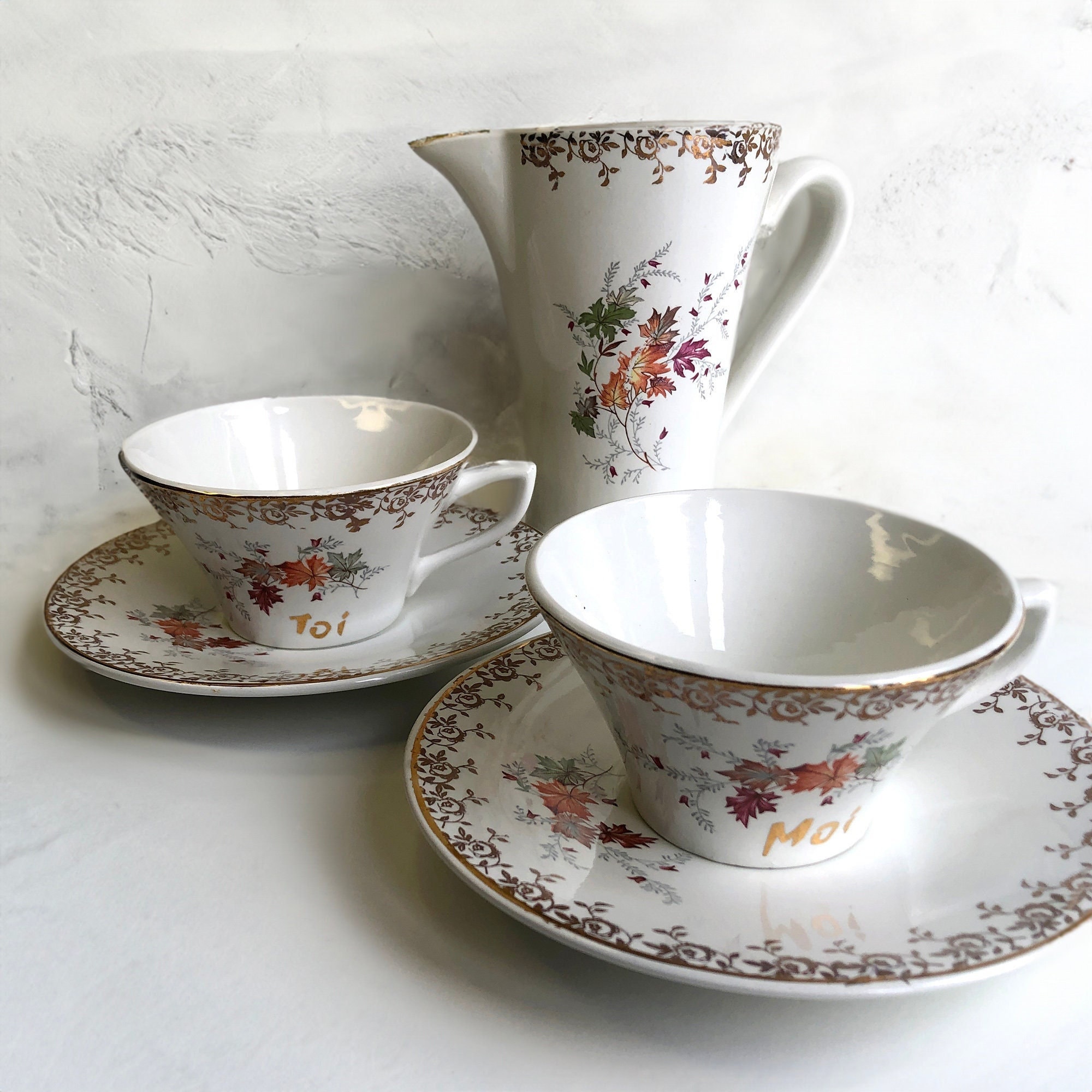 Duo tasses à thé et soucoupes céramique Malaisie - Ressourcerie