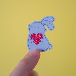Niedliches Glitzer Vinyl Bunny Die Cut Sticker ~ Wasserfester Die Cut Sticker ~ Niedlicher Die Cut Sticker ~ leedoesillustrations Stationär