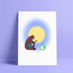 Cute Bear and Turtle A5 Print limited edition (hand signed) -leedoesillustrations- wall decor