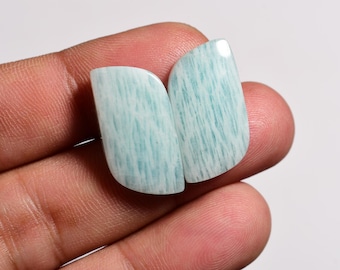 11x20x4 mm 22 Cts Natural Amzonite  Fancy shape Pair Cabochon Loose Gemstone For Earrings