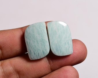 13x20x4 mm 22 Cts Natural Amzonite  Fancy shape Pair Cabochon Loose Gemstone For Earrings