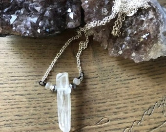 Natural Quartz Crystal Point Necklace