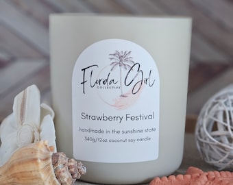 Strawberry Festival 12oz coconut soy candle
