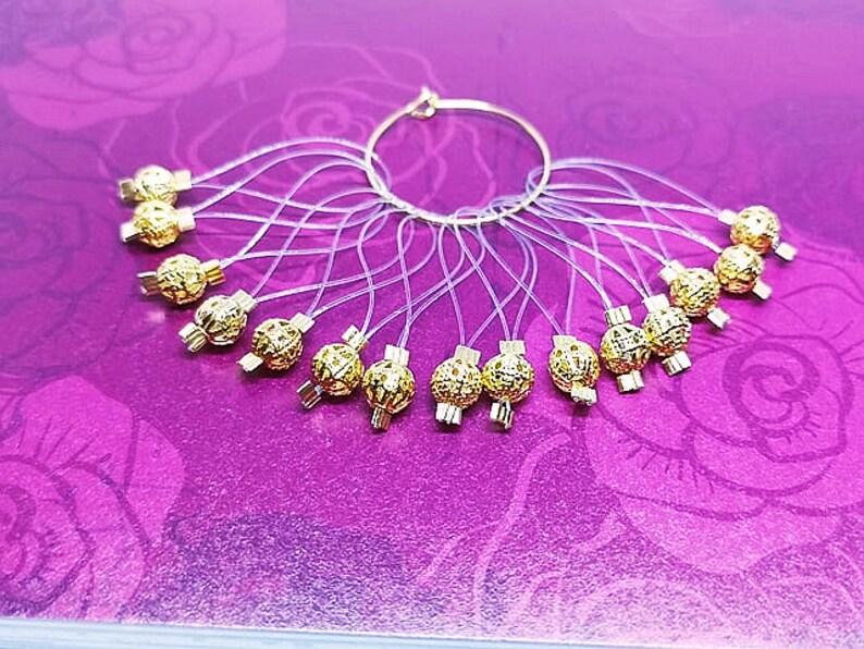 15 Knitting Stitch Markers Sparkly Gold Plated 3D Lace Cut Etsy