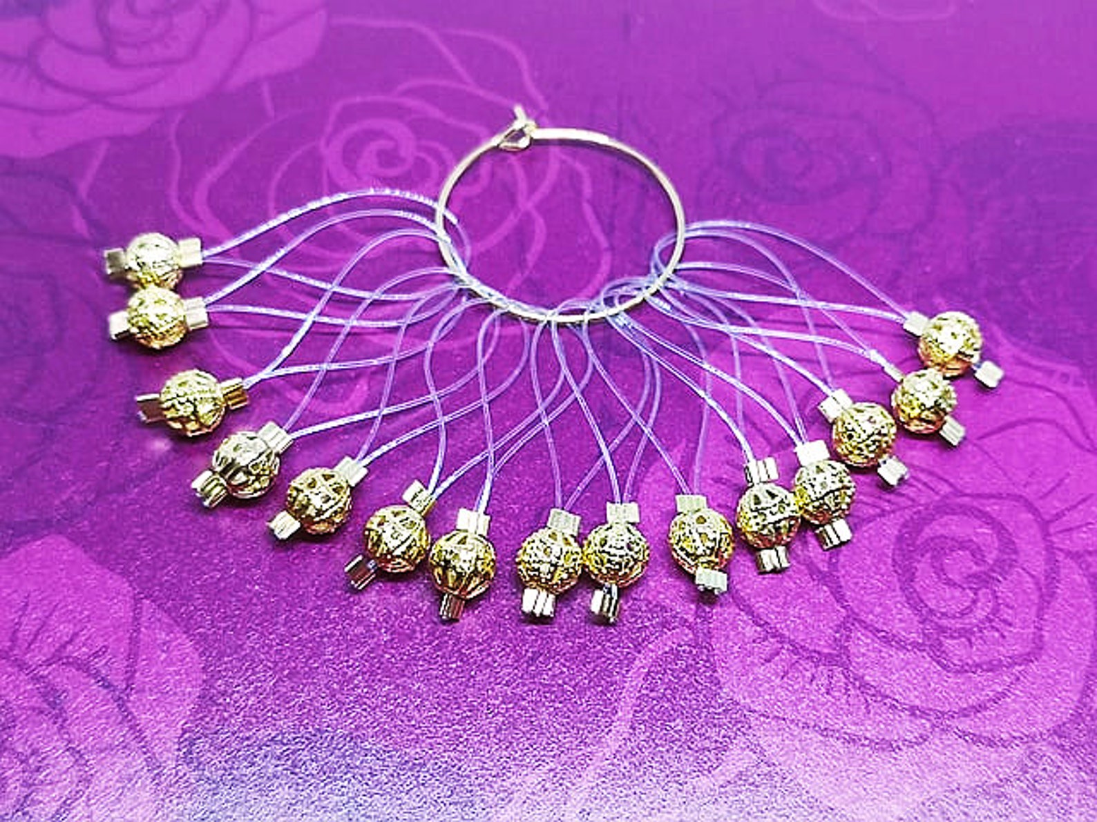 15 Knitting Stitch Markers Sparkly Gold Plated 3D Lace Cut Etsy