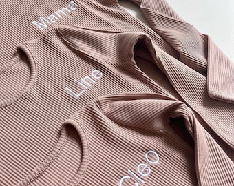 Matching Family Ribbed Pajamas Set, Cotton Loungewear