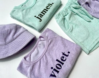 Personalized Kids Towelling Outfit: 3-Piece Summer Set