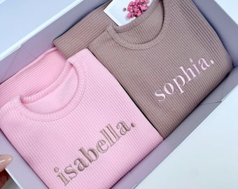 Personalized Ribbed Lounge Set: Matching Family Pajamas