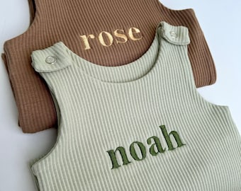Baby Personalized Gifts Dungarees Romper | Embroidered Baby Overalls. Customized gift for boys or girls Baby Clothing new baby gift outfit