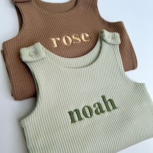 Baby Personalized Gifts Dungarees Romper | Embroidered Baby Overalls. Customized gift for boys or girls Baby Clothing new baby gift outfit