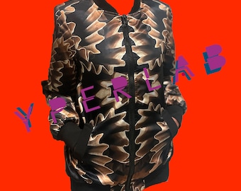 Unisex bomber style jacket in Yperlab pattern fabric