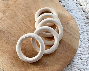 Set of wooden rings DIY 5 cm diameter // ideal for macramé, weaving, knotting, handicrafts