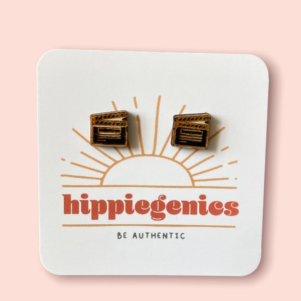 MOVIE EARRINGS – Clapperboard Wooden Studs – Jewelry – Hand Painted Earring Jewelry – Film Earrings –Post Earring – Movie Lover - Funky