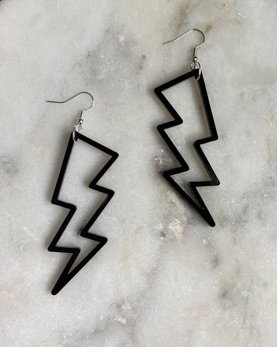ACRYLIC LIGHTNING EARRINGS Acrylic Drop Earring Black Lightning Bolt Dangle Earrings Jewelry Earrings Punk Earrings Punk Aesthetic Etsy Canada