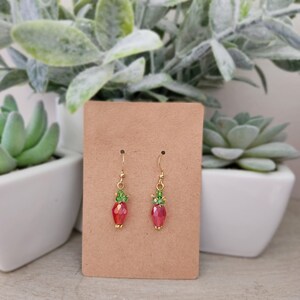 Strawberry earrings, strawberry jewelry, fruit earrings, fruit jewelry, cute strawberry earrings, fun gift idea, strawberry gifts