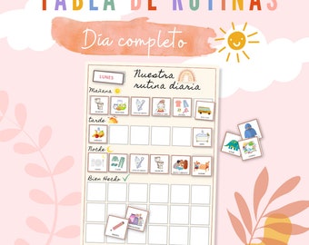 Tabla rutinas | imprimible | Tdah | Tea | descarga directa | rutinas diarias | tarjetas | tarjetas tdah | organizar el dia | vertical