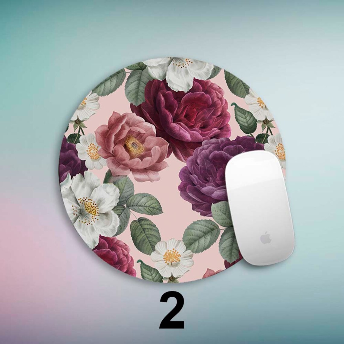 Mousepad Floral print Rectangular mousepad Watercolor Flower Etsy
