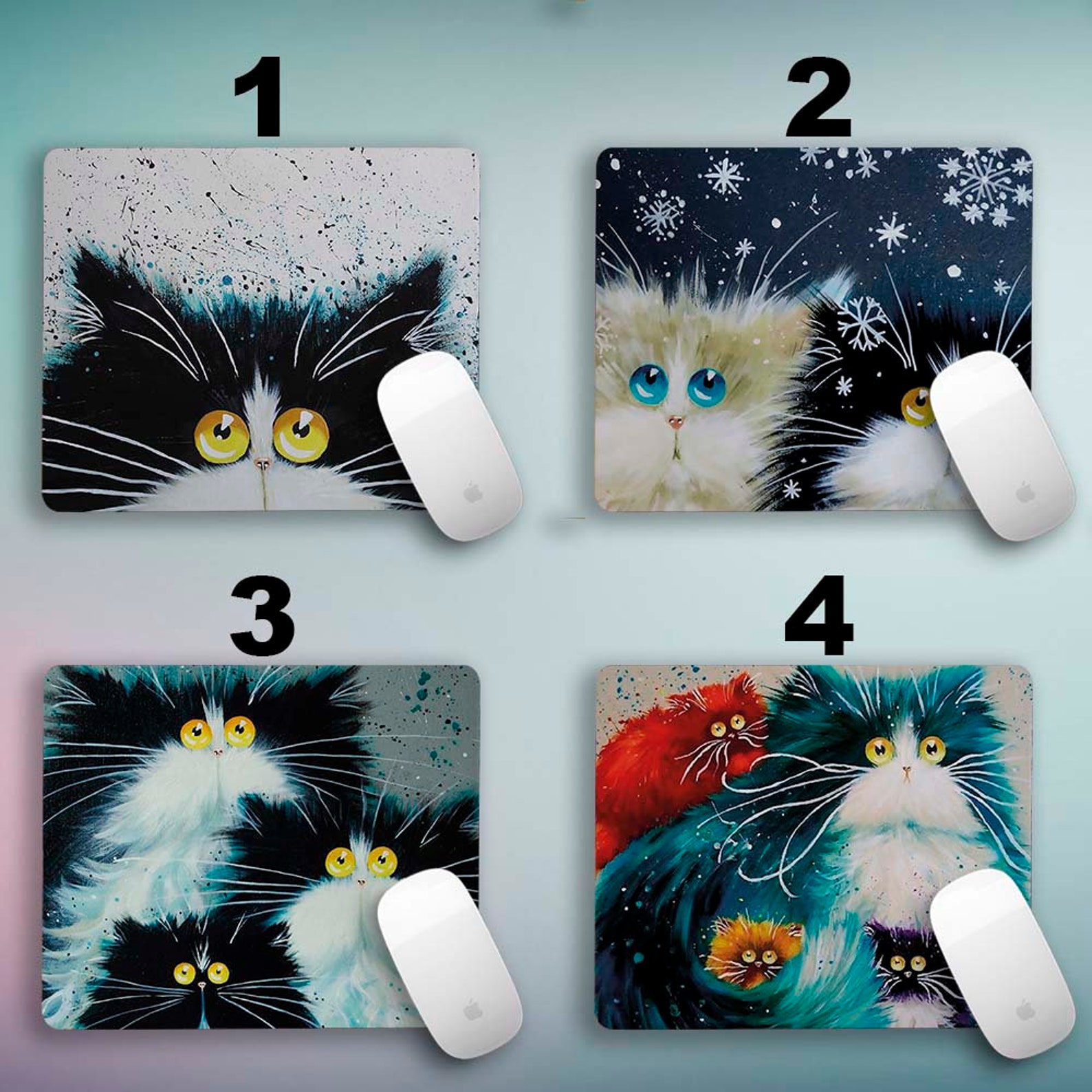 Tapis de souris rectangulaire chat mignon Mousepad kawaii Etsy