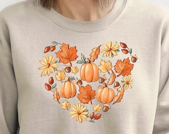 Fall Heart Shirt,Fall Sweatshirt,Pumpkin Sweatshirt,Comfort Colors Fall Shirt,Hello Pumpkin Sweatshirt,Thanksgiving Family Shirt