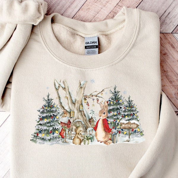 Rabbit Christmas Sweatshirt,Bunnies Christmas Sweater,Holiday Sweatshirt,Rabbit mama Gift,Xmas Gift,Cute Christmas Sweatshirt For Women