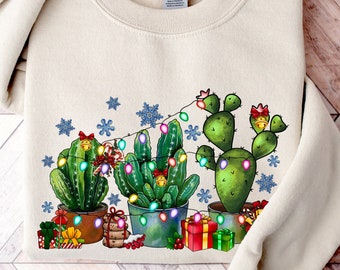 Christmas Cactus Sweatshirt,Christmas Sweatshirt,Christmas Plant Mom Gift,Christmas Gift,Xmas Holiday Gift,Christmas Shirt