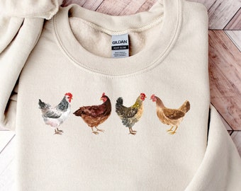 Chicken Sweatshirt,Animal Lover Gift,Gift For Chicken Lover,Animal Shirt,Gift for her,Crazy Chicken Lady Shirt, Farm Animal Shirt for Women