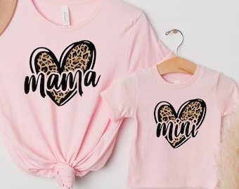Mama Mini Leopard Heart Shirt,Mama Mini Matching Cute Shirt,Mama Mini Shirt,Mothers Day Shirt,Mother's Day Gift,Mom Shirt,New Mom Gift