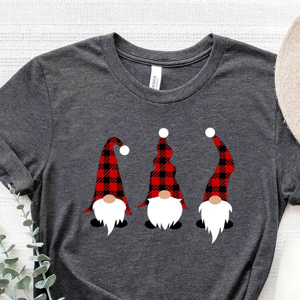 Christmas Gnomes Shirt, Buffalo Plaid Gnome, Gnome Funny Shirt, Christmas Gnome Tee, Xmas Gnome T shirt, Christmas Family Matching Shirt