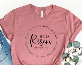 He Is Risen Shirt, Easter Shirt, Christian Shirt For Women, Christian Shirt,Women's Jesus shirt ,Christian T Shirts,Matching Easter Shirt,