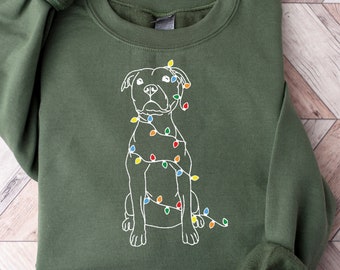 Sudadera navideña para perro, regalo de Navidad para dueños de perros, camiseta navideña para pitbull, regalo para mamá pitbull, jersey navideño de cuello redondo, suéter navideño, camiseta navideña