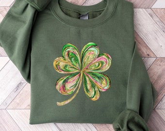 Retro Shamrock Sweatshirt, Womens Shenanigans Sweatshirt, Cute St Patricks Day Sweatshirt, Lucky Sweatshirt, Irish Shirt, Four Leaf Clover