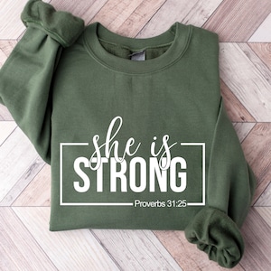 She is Strong Shirt, Christian Shirts, Religious Shirt, Christian Shirt For Women, She is Strong Shirt for Women, Religious Tee