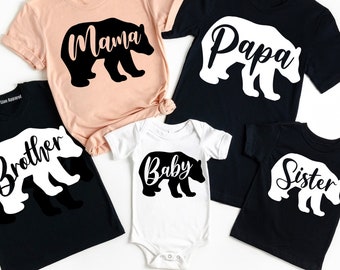 Bear Family Shirts, Mama Bear, Papa Bear, Baby Bear, Matching Mommy and Me Shirts, Mommy and Me, Matching Family Bear Shirts,