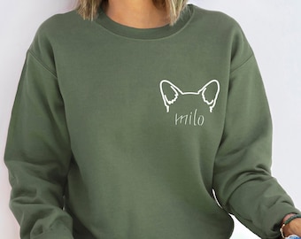 Custom Pet Ears Sweatshirt, Custom dog name, Gift for dog owners, Dog Mom Sweatshirt, Dog Lover Sweatshirt, Pet Lover Sweatshirt