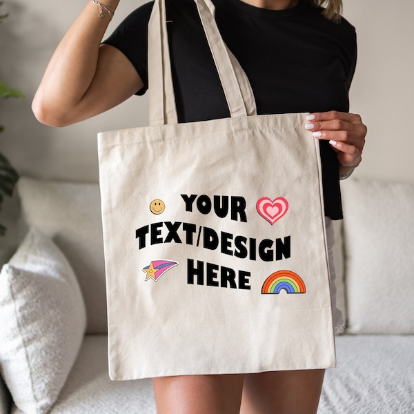 Custom Tote Bag, Personalized Tote Bag For Shopping Bulk Custom Text Tote