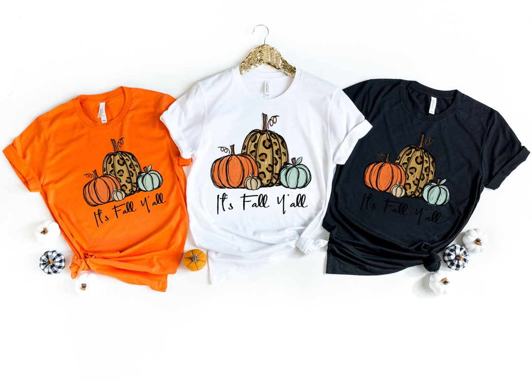 It's Fall Y'all Shirt,pumpkin Shirt,cute Fall Shirt,cheetah Pumpkin ...