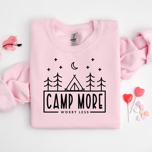 Camp More Worry Less Sweatshirt,Camping Sweatshirt, Hiking Sweatshirt,Adventure Lover Sweatshirt,Wanderlust Sweatshirt, Outdoor Lover Gift image 4