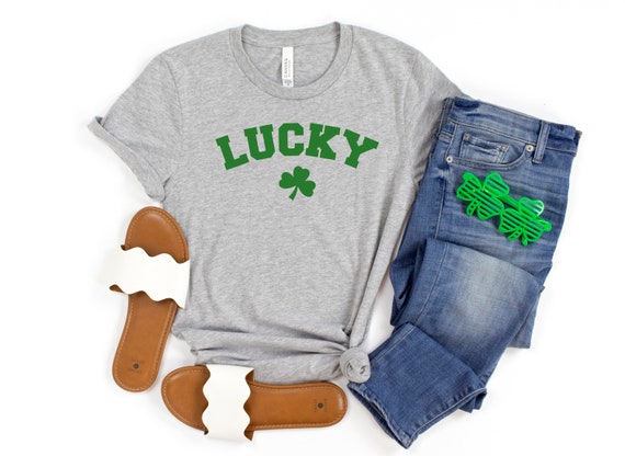 Womens Lucky Shirt, Cute Shamrock Shirt, Happy St Patricks Day Shirt, St Pattys Day Outfit, Irish Lucky Day Shirt, St Patricks Day Gif