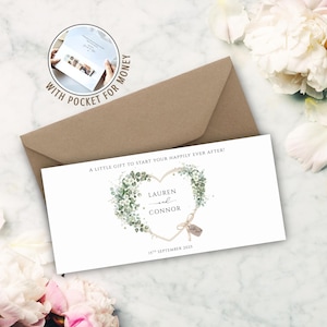 Wedding Money Wallet Card, Personalised Wedding Wallet, Cash Gift Envelope, Wedding Keepsake, Wedding Couples Present, Honeymoon Gift (42)