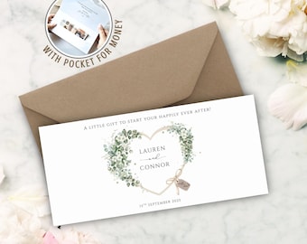 Wedding Money Wallet Card, Personalised Wedding Wallet, Cash Gift Envelope, Wedding Keepsake, Wedding Couples Present, Honeymoon Gift (42)