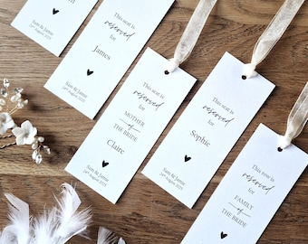 Personalised Reserved Seat Tags for Wedding, Reserved Wedding Chair Name Tag, Ceremony Seating Labels, Reserved Row Sign, Reserved Chair Tag