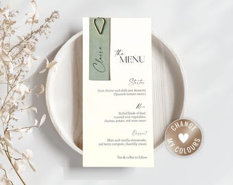 Wedding Menu with Name Tag, Personalised Menus for Wedding Place Settings, Menu Card with Clip for Wedding Breakfast, Wedding Table Decor