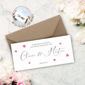 Wedding Money Wallet Card, Personalised Wedding Wallet, Cash Gift Envelope, Wedding Keepsake, Wedding Couples Present, Honeymoon Gift (27)