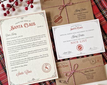 Personalised Letter from Santa Claus, Father Christmas, Nice List Certificate 2025, Traditional North Pole Mail, Xmas Letters from Santa